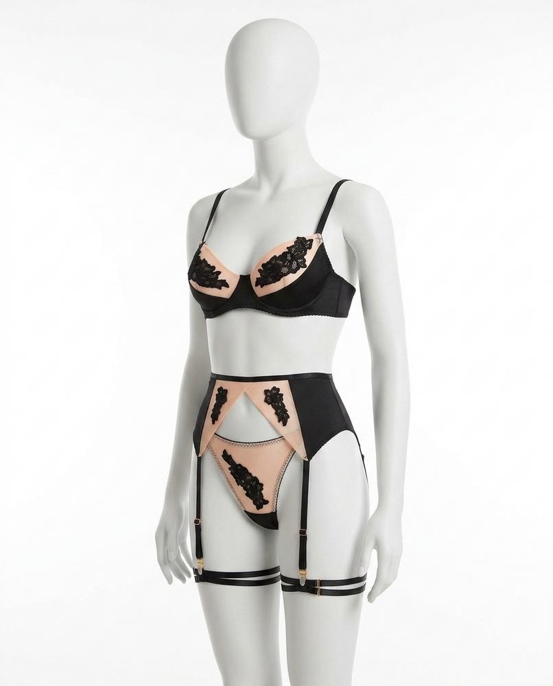 Adam & Eva24 - Nilan | Two-Tone Lace-Embroidered Lingerie Women